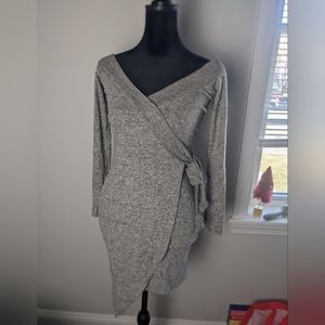 Maypink off the shoulder faux wrap dress